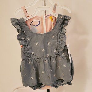 3-Piece Outfit, Blue Jean romper set with additional onesie (12-Month) Carter's
